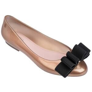 Melissa + Jason Wu Doll Fem Flats Black Bow Detail Chic Style Shoes Size 9